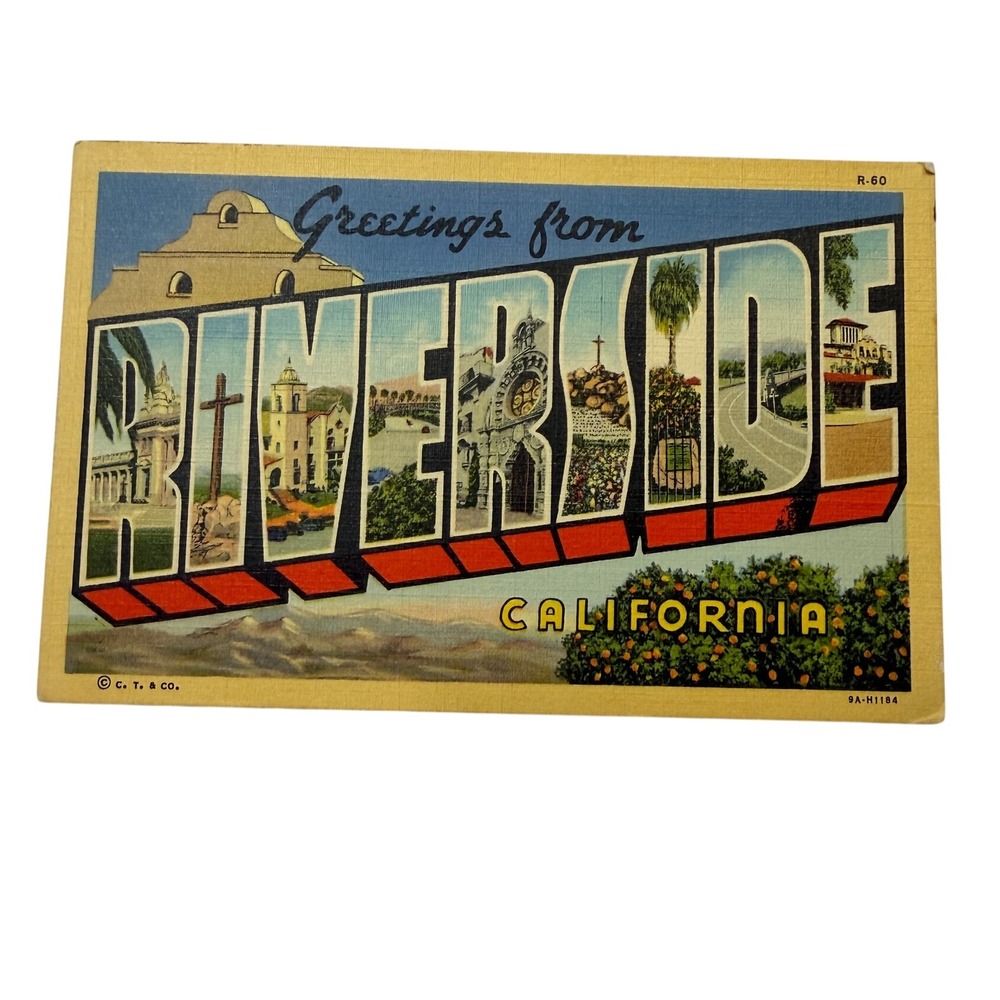 Vintage Greetings from Riverside California Large Letter Postcard